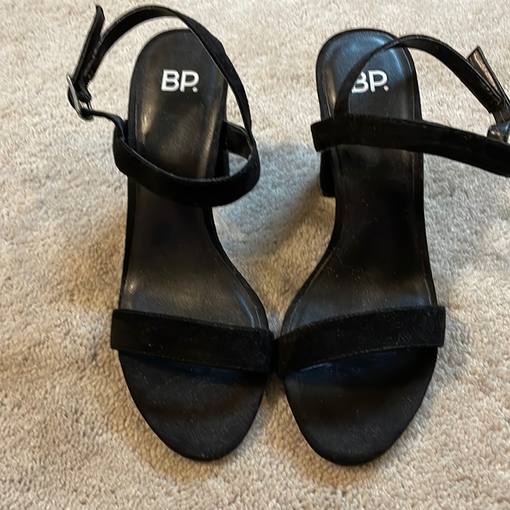 BP Size 6 black suede with strap heel.  Worn once.